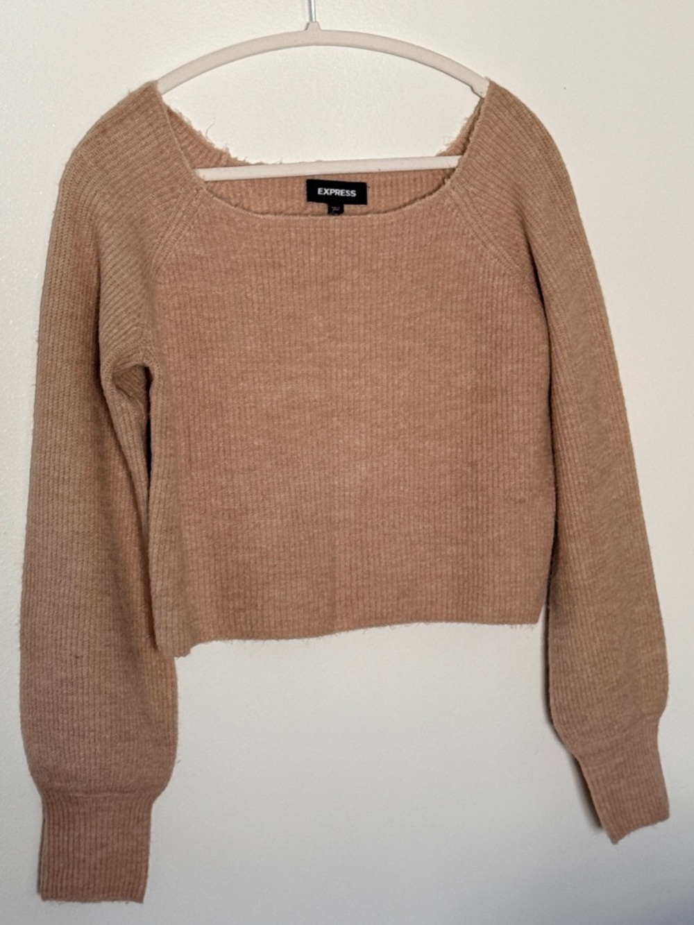 Express Women's Cropped Ribbed Scoop Neck Sweater